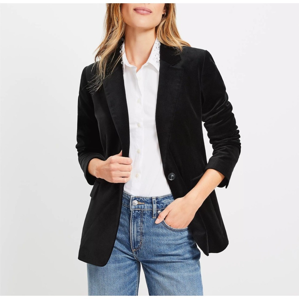 LOFT Classic Black Velvet Blazer Jacket NWT | Size 14